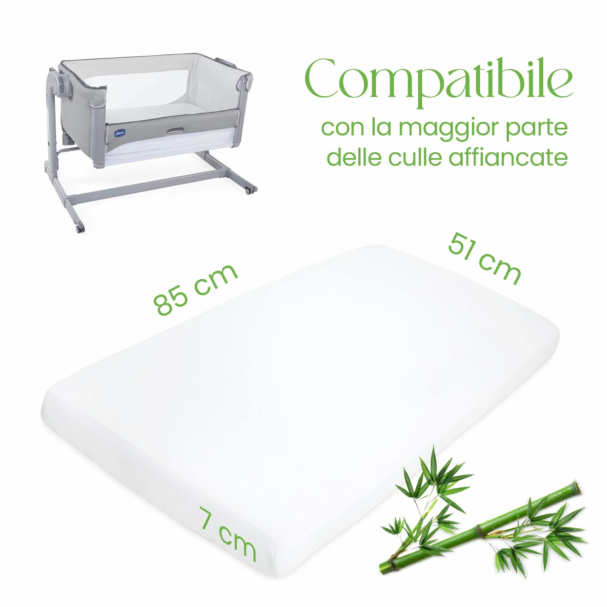 Coprimaterasso Next To Me 51x85 Cm Bambù Super Morbido Anallergico Antibatterico Impermeabile