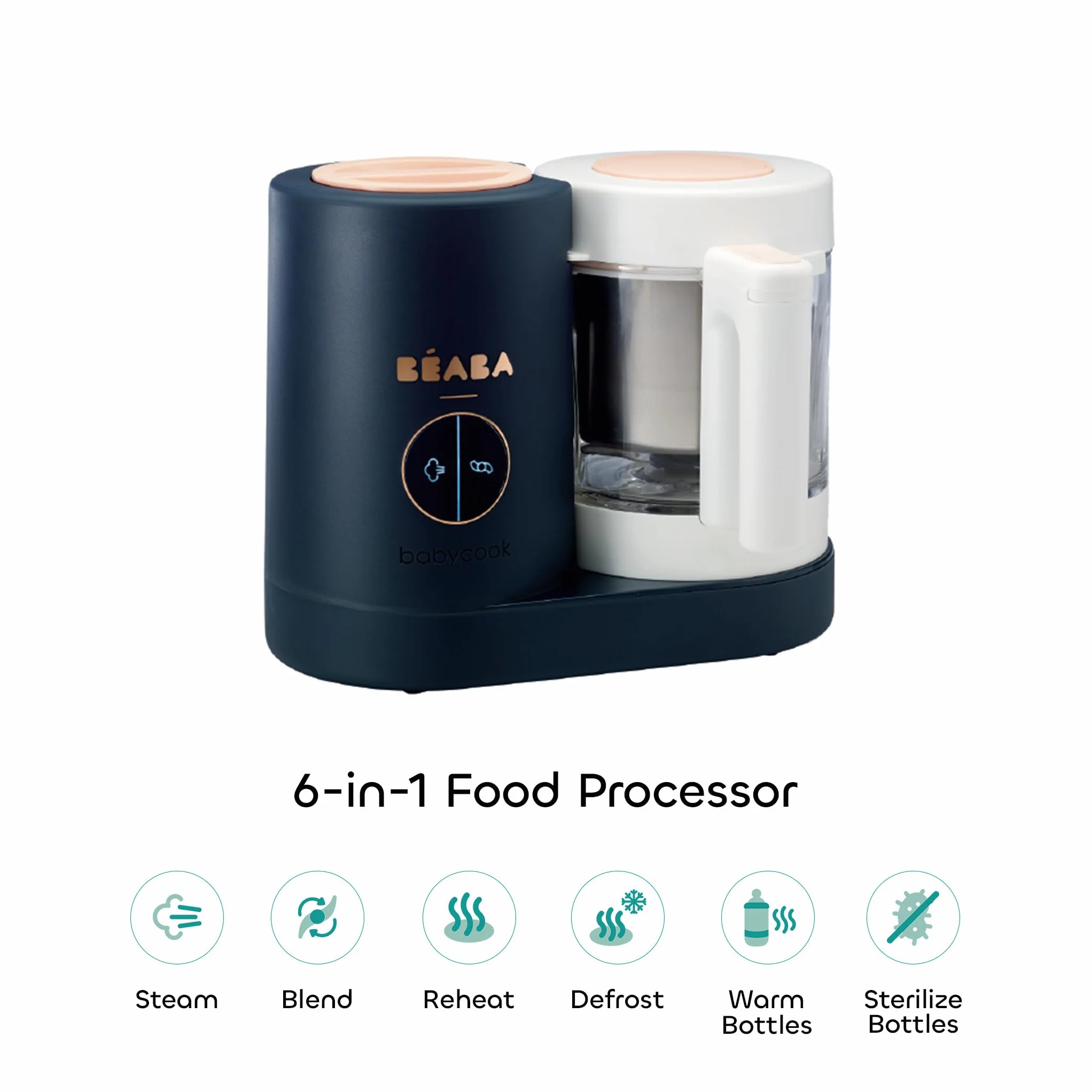 Béaba Babycook Neo Macchina per alimenti bebè 6 in 1 robot da cucina frullatore fornello vapore ciotola vetro acciaio inox