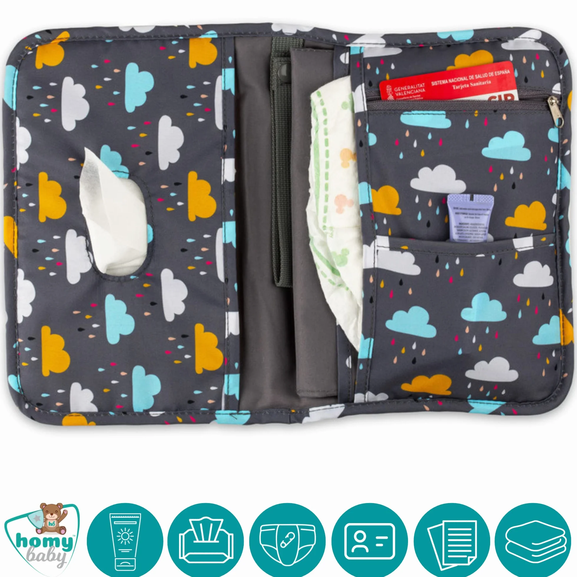 HOMYBABY Fasciatoio portatile impermeabile pieghevole borsa da viaggio con tasche compatto