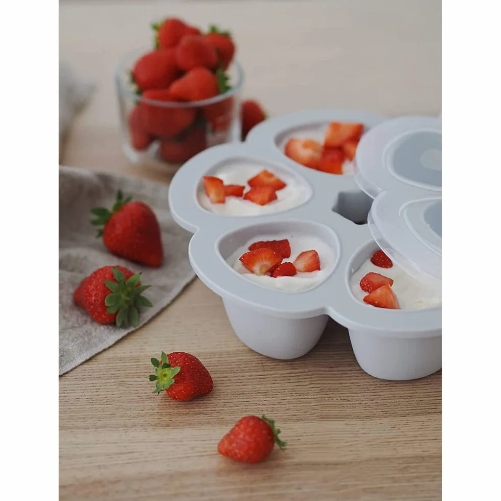 BÉABA Vasetti Multipli in Silicone 6 Scomparti 150 ml Grigio