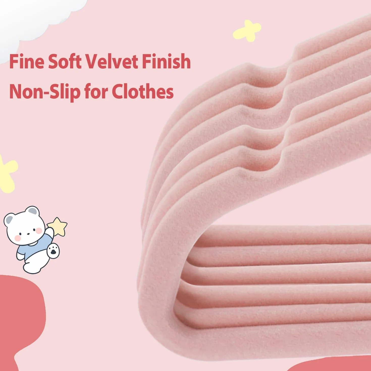 Grucce Velluto per Bambini 28 cm Antiscivolo 32 Pezzi Rosa