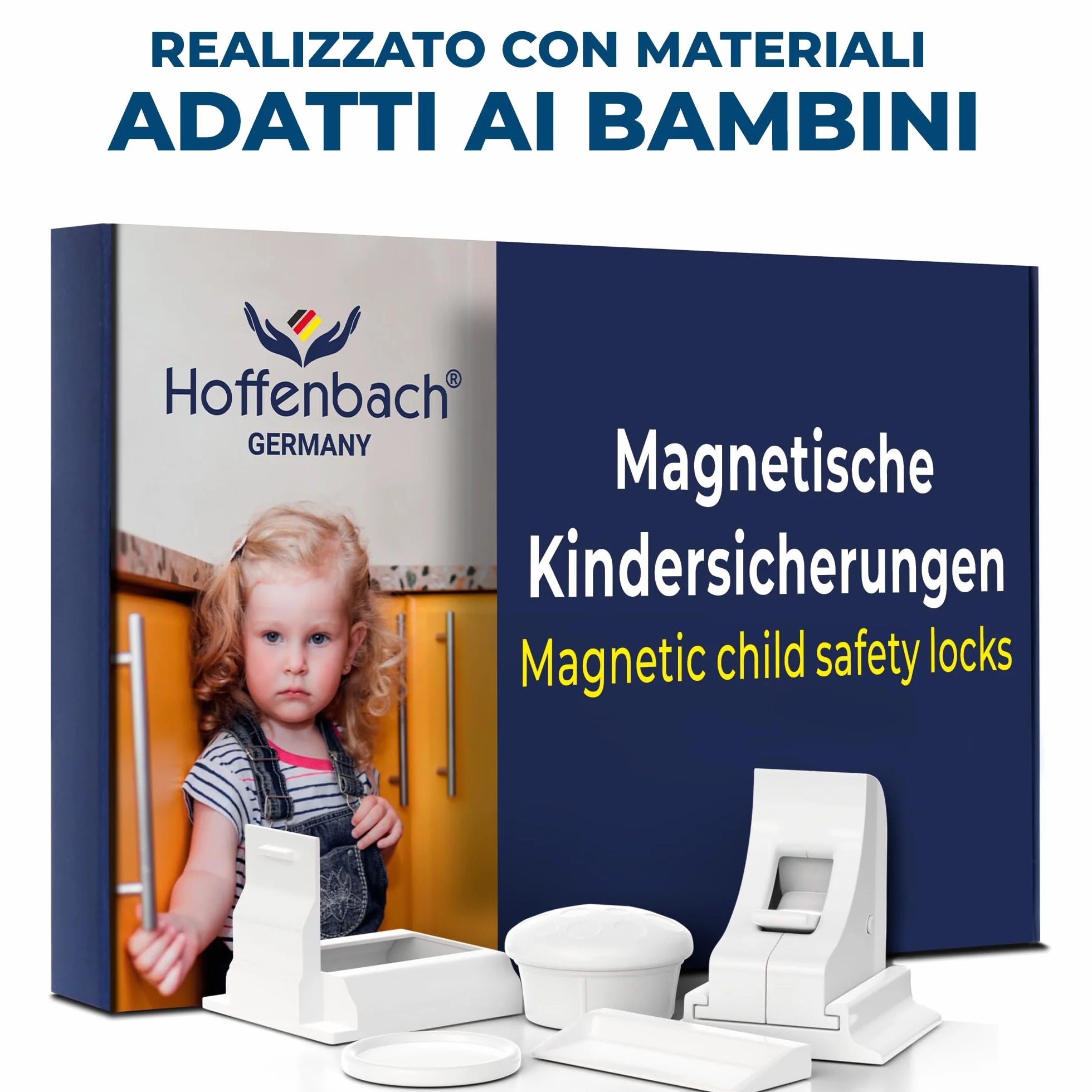 Blocca Cassetti per Bambini Hoffenbach 12 Serrature 3 Chiavi Chiusura Magnetica Bianco