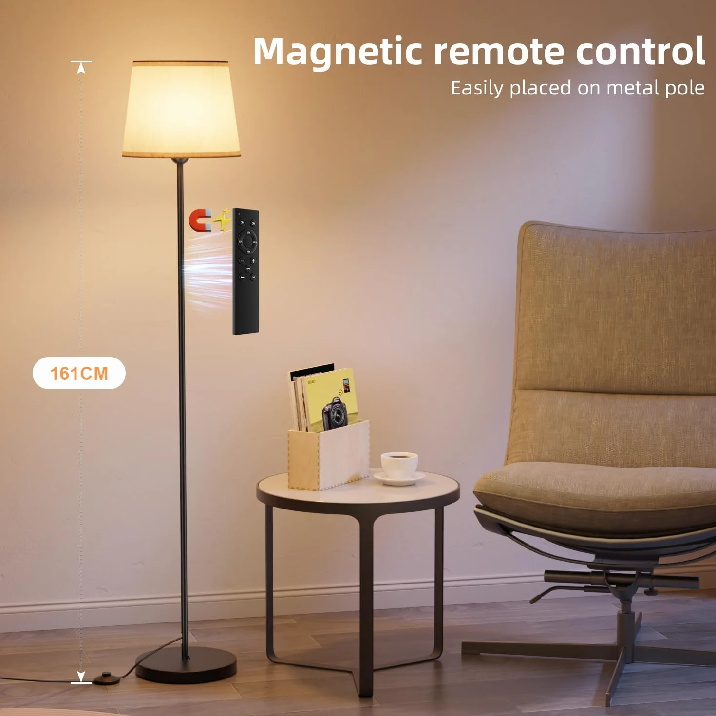 GPATIO Lampada da Terra con Telecomando, Piantana con 11 Cambiamenti di Colore, Luminosità Continua, Lampada da Pavimento con Lampadina Dimmerabile da per Soggiorno,Camera da Letto,Ufficio