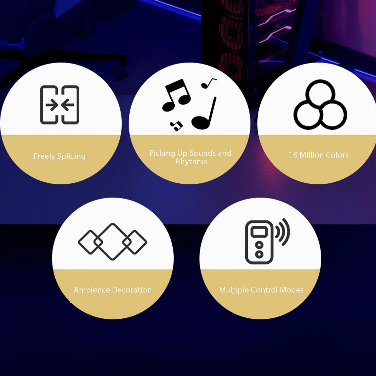 Luci da Parete LED, Lampade Murali con Telecomando, 6 Pezzi for | Per Sala Gaming/camera/bar, APP Bluetooth+telecomando, Nastro Biadesivo, USB