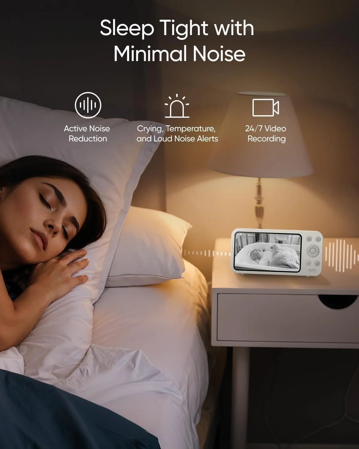 eufy Security Babyphone E20, 2K HD, kamera z widzeniem nocnym, ANR, inteligentne alarmy