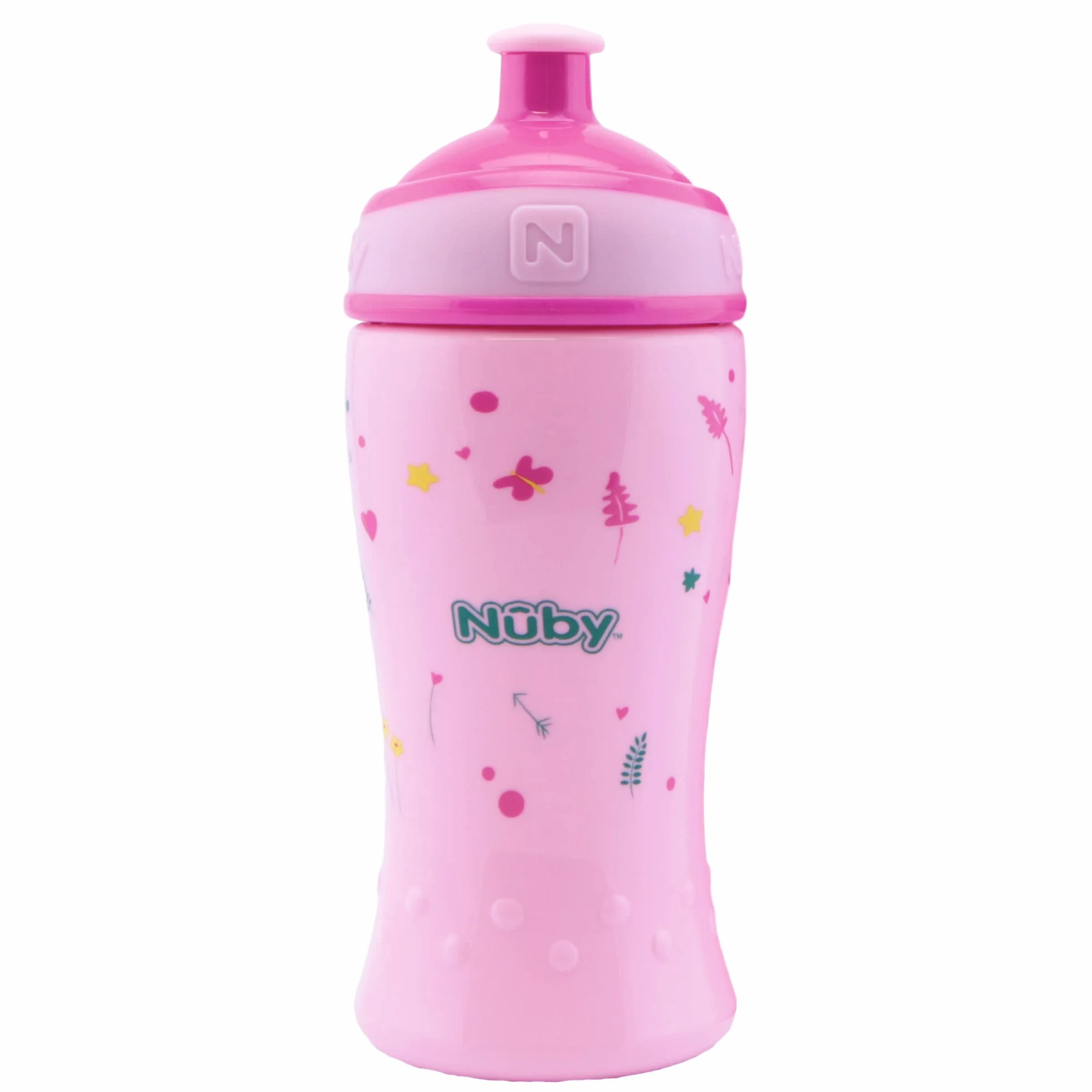 Nuby 2 Pack Bottiglie Bere Antiproiettile Cannuccia Flip-It 360ml BPA-Free Rosa 12+ Mesi
