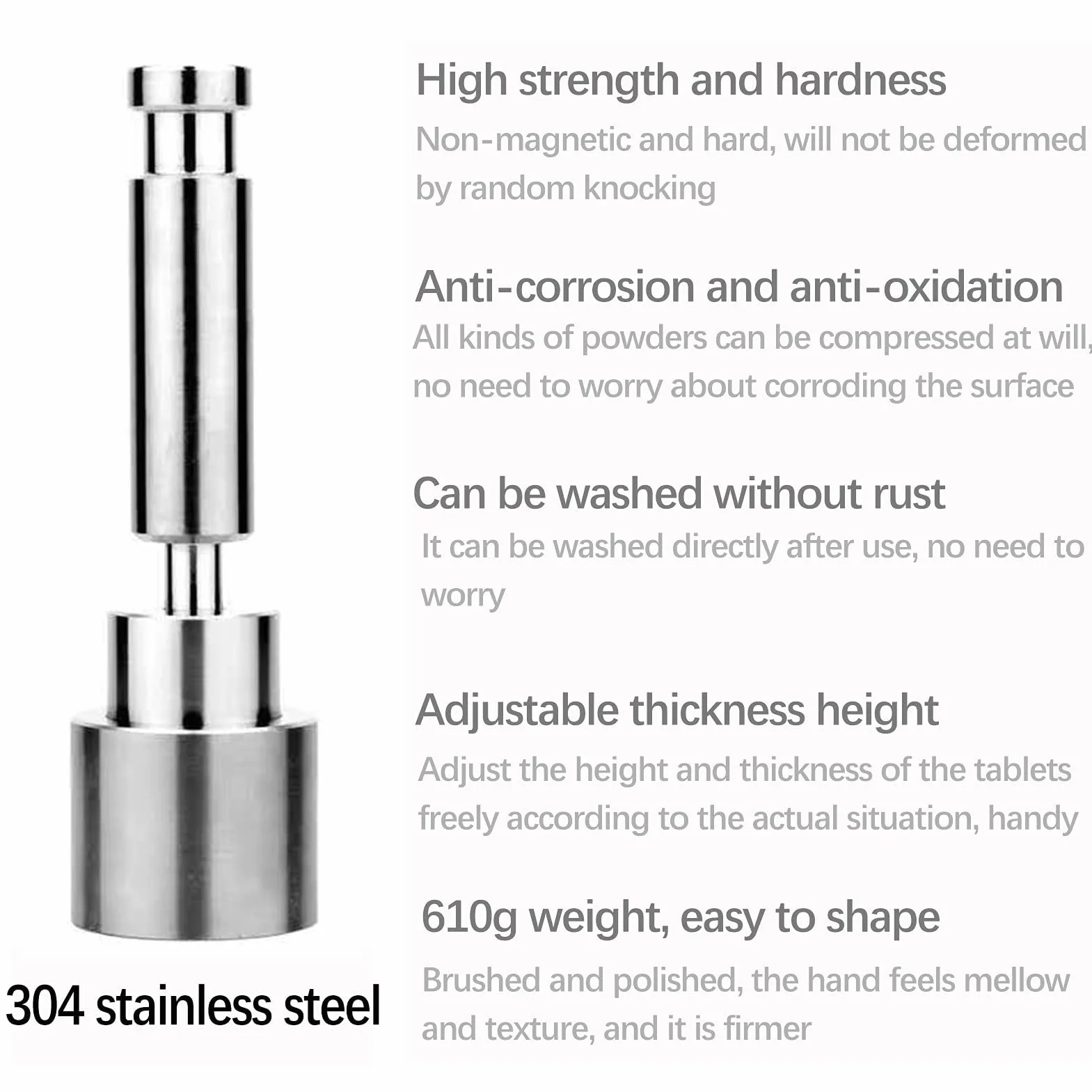 Pressa per compresse manuale 6-12 mm in acciaio inossidabile, macchina per stampaggio pillole