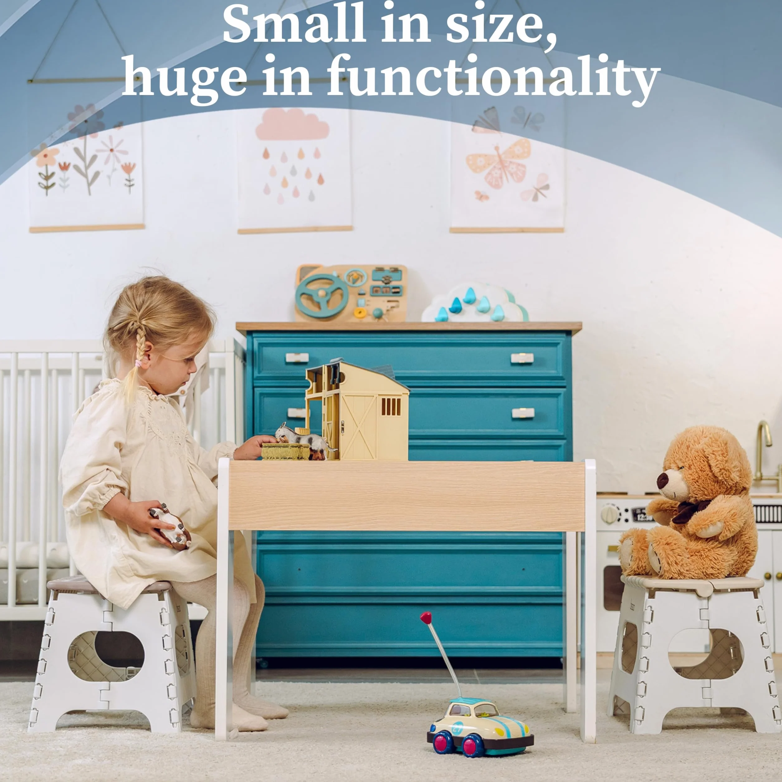 BISOO Sgabello Pieghevole Bambini Bagno Cucina Portatile Plastica 150kg Altezza 27 cm Moka