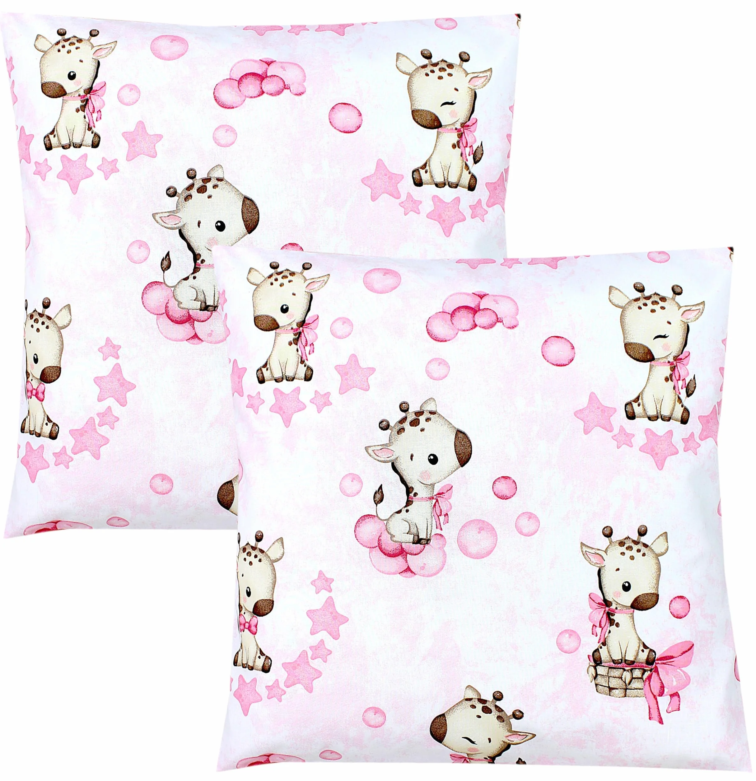 TupTam Federa per Cuscino per Bambini Set di 2 80x80 cm Giraffa puntini rosa