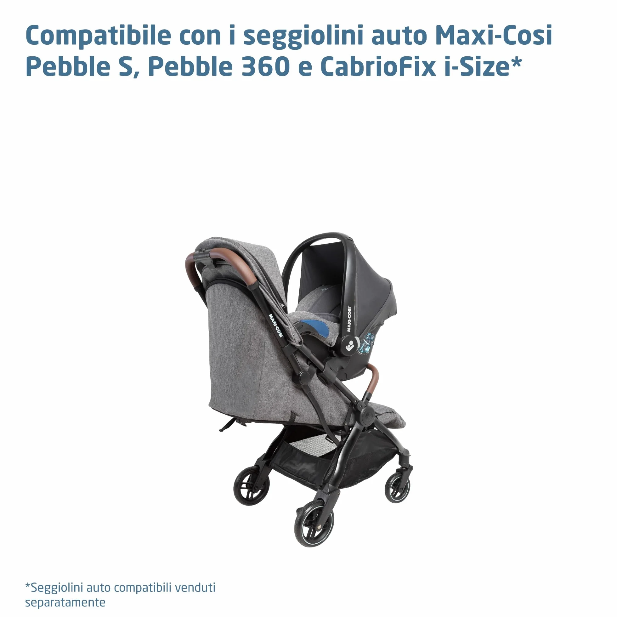 Maxi-Cosi Eva3 Passeggino Leggero Compatto 0-4 anni 22 kg Reclinabile 3 Posizioni Chiusura Automatica Tracolla Select Grey