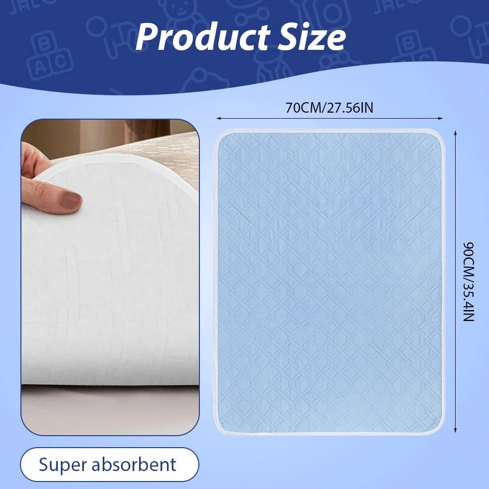 Set di 2 Traversa Impermeabile 70x90cm Panno Incontinenza Letto Super Assorbente 4 Strati Lavabile