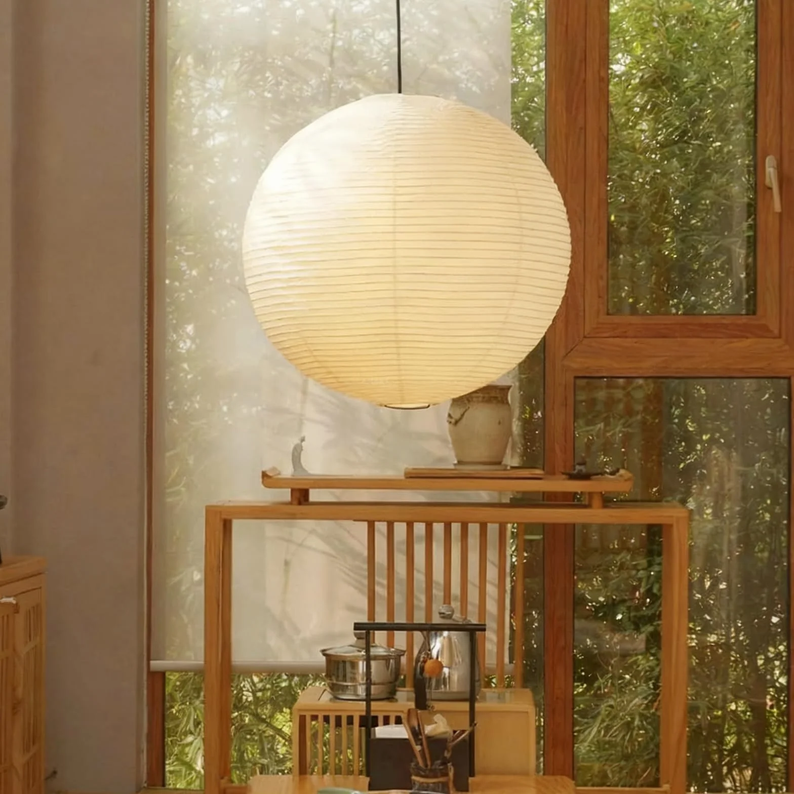 Paralume in Carta di Riso Spessa, Lanterne di Carta Rotonda Moderna, Lampadario Sospeso a Sfera per Illuminazione Ambiente, per Soggiorno, Camera da Letto, Hotel e Feste, 40 cm