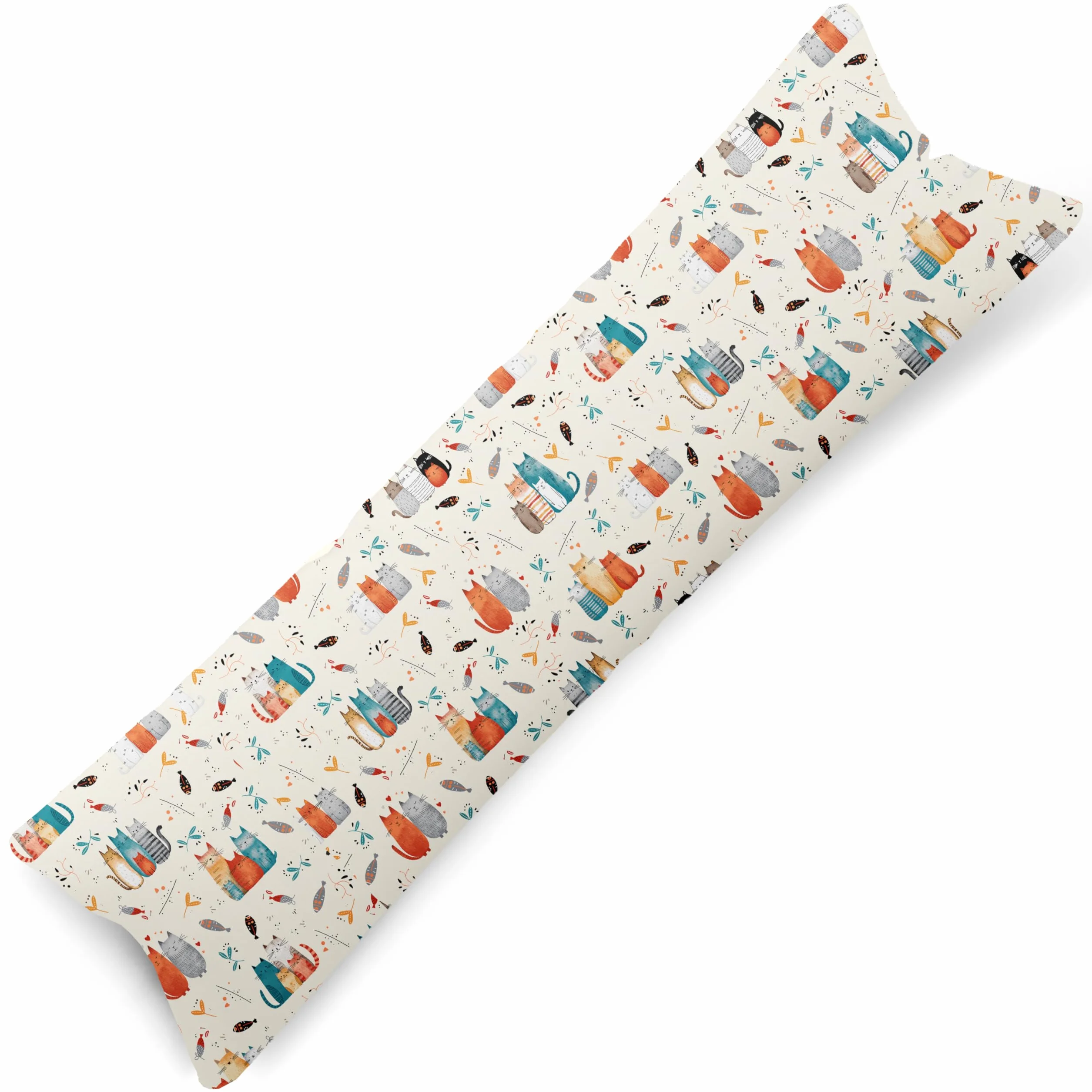 Federa per cuscino 40x145 cm 100% cotone con chiusura lampo gatti colorati