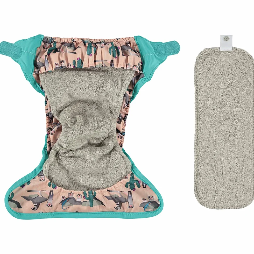 Pannolino in bambù con chiusura Aplix taglia unica dalla nascita al vasino design Furetto