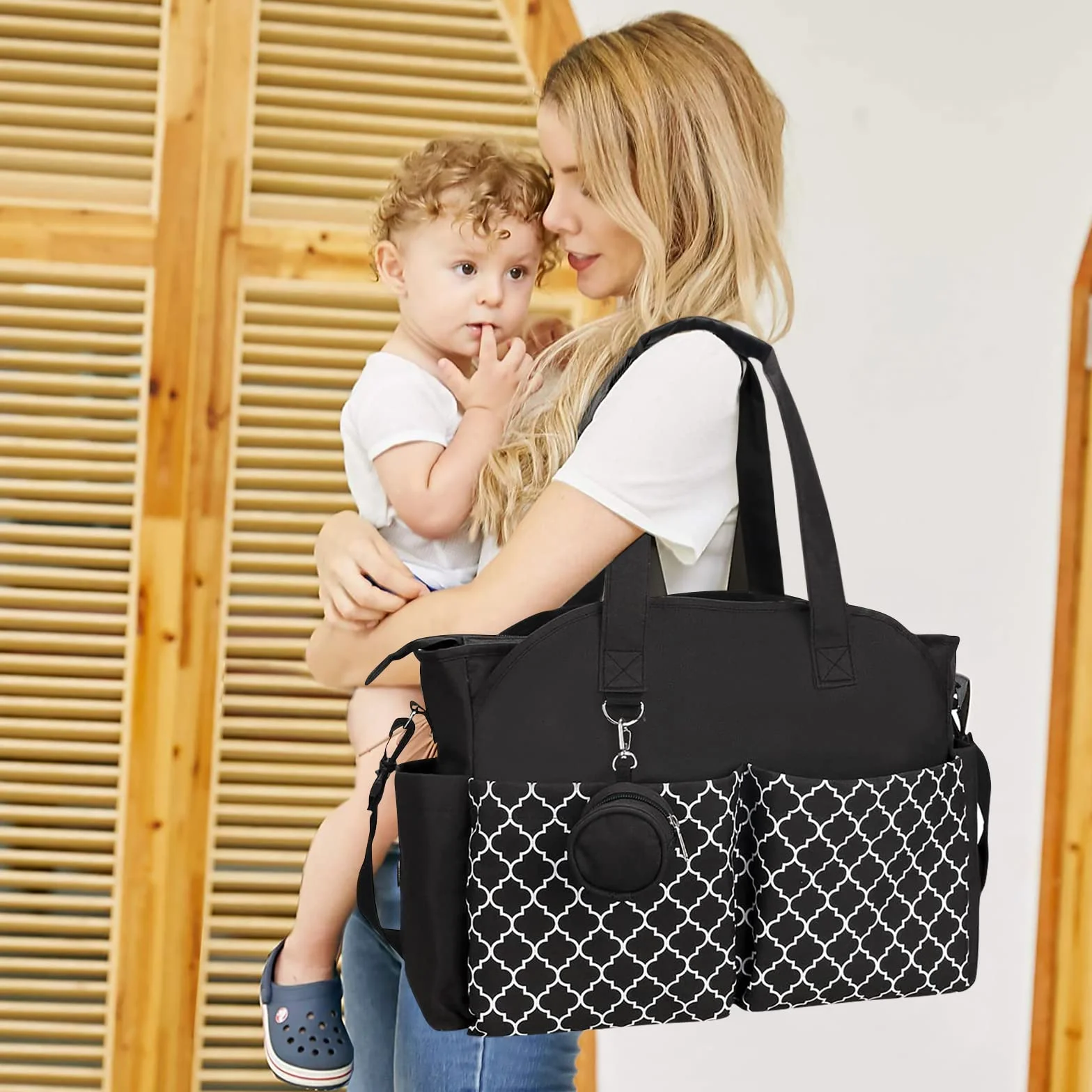 Borsa Fasciatoio per Neonato, Borsa Cambio Pannolini da Viaggio a Tracolla Multifunzione Impermeabile Grande Capacità