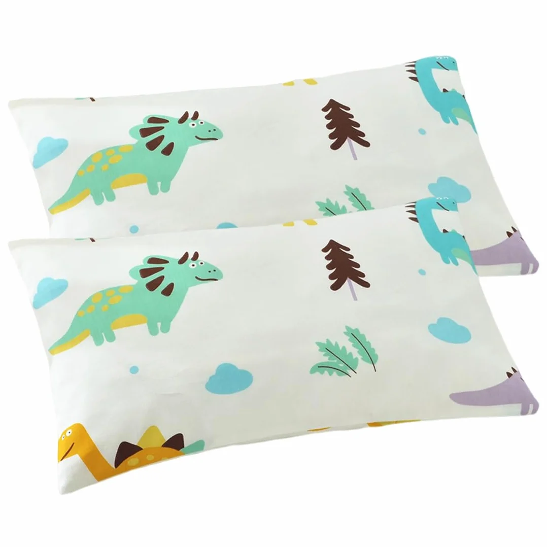 XPEX 2 Pezzi Federa Cuscino Cotone 30x50 cm Morbida Traspirante Dinosauro