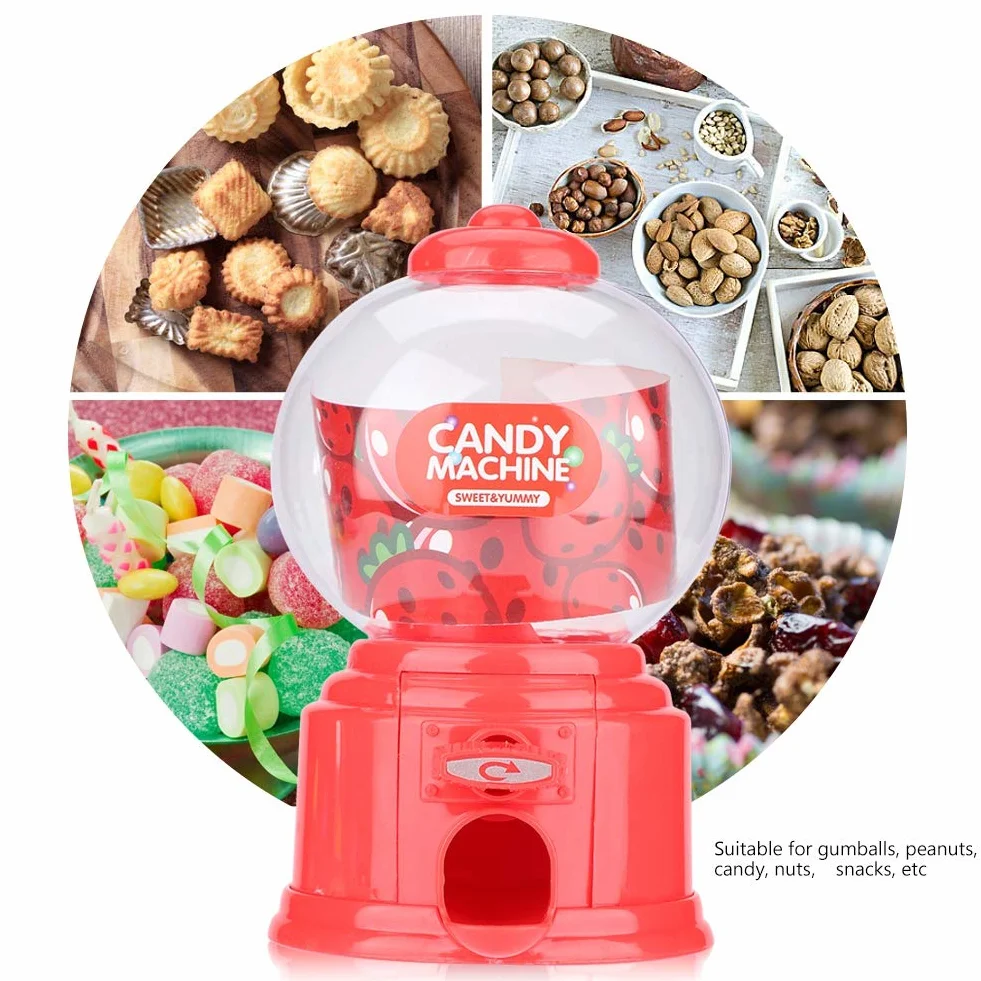 Dispenser di plastica per bambini Gumballs macchina caramella portatile Rosso