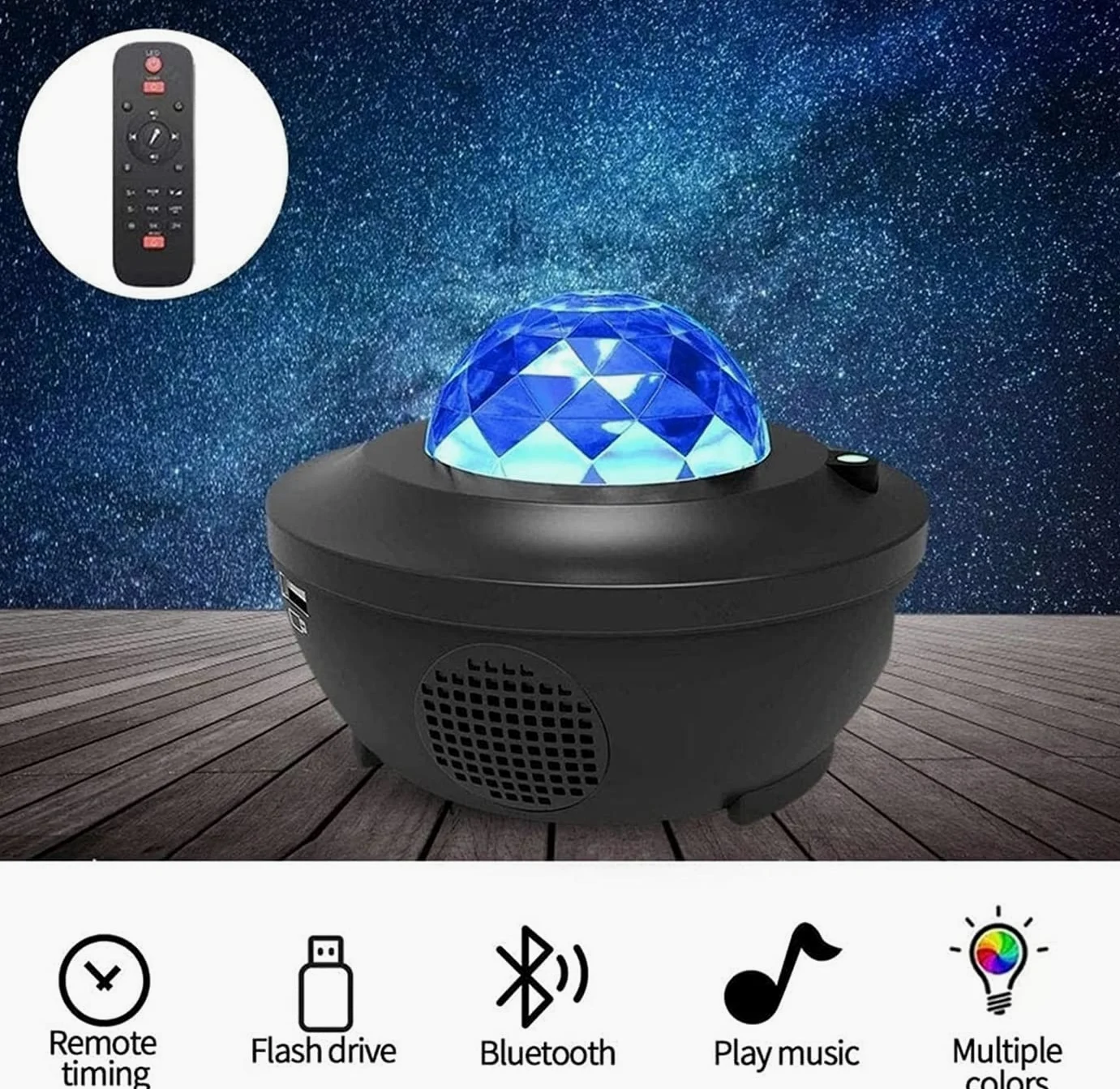 GeRRiT Proiettore di luce notturna con luminosità regolabile Telecomando Timer Altoparlante musicale Spettacolo di luci Lampada for proiettore di luci a LED for soggiorno camera da letto for adulti