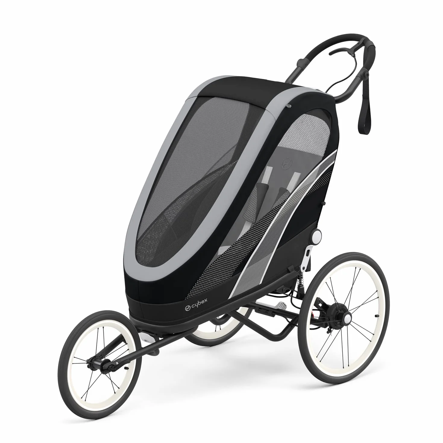 Cybex Rimorchio Multisport ZENO Passeggino sportivo 4-in-1 Black/All Black, da 6 mesi a 4 anni, max 111 cm 22 kg