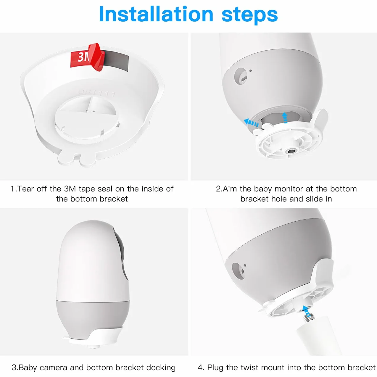 HOLACA Nooi e Supporto flessibile baby monitor fotocamera 2K telecamera sorveglianza interna bianco
