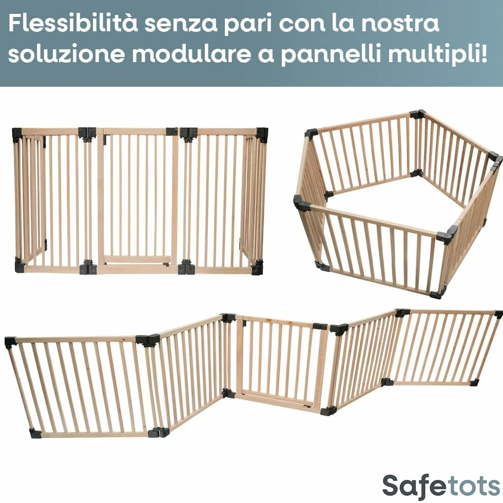 Safetots Barriera e parco giochi Multi Pannello, Pannello di estensione, Legno Naturale, 20cm