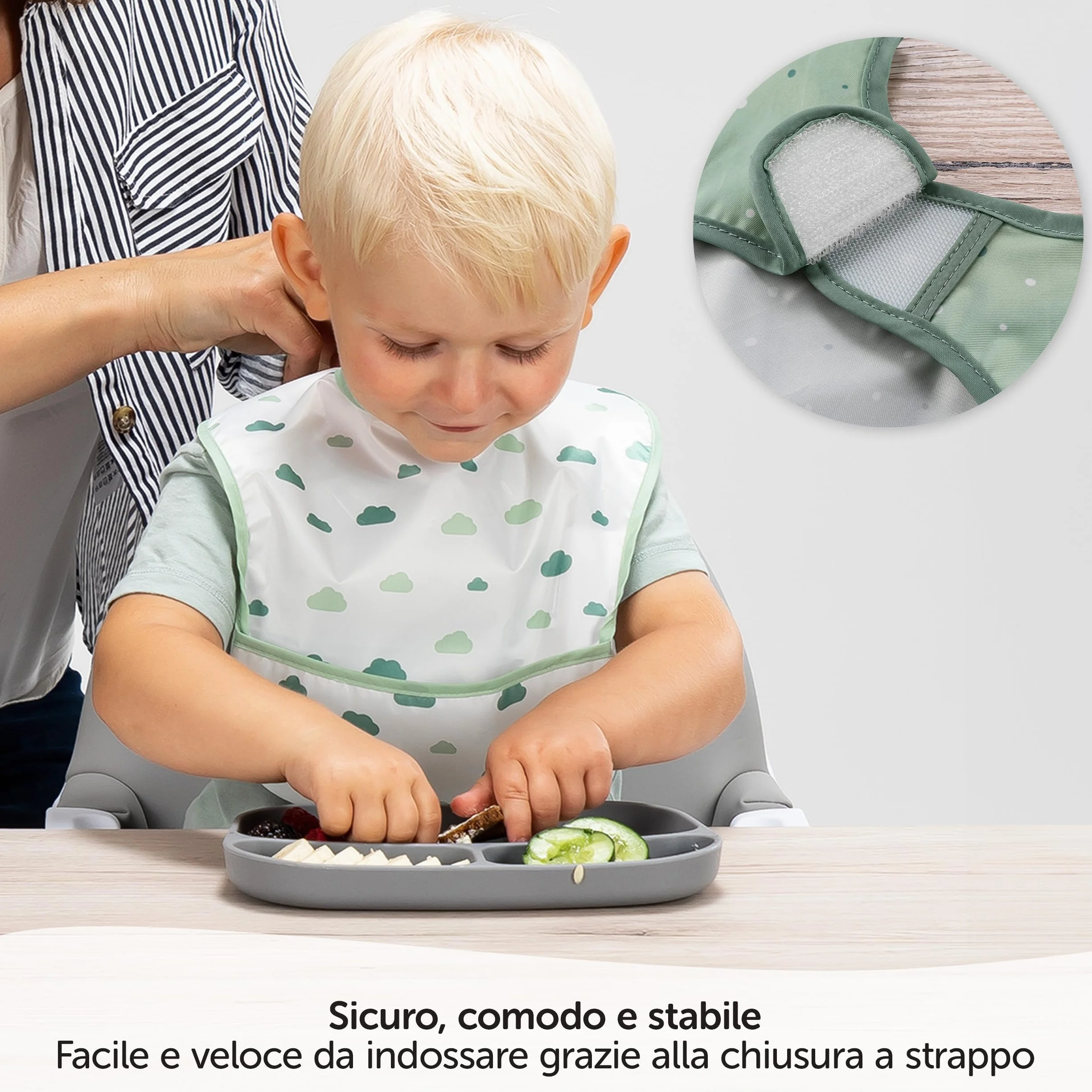 MiaMia Bavaglini Neonato Impermeabili 5pz Bavette con Tasca Chiusura a Strappo Testato OekoTex 100 Lavabile Verde