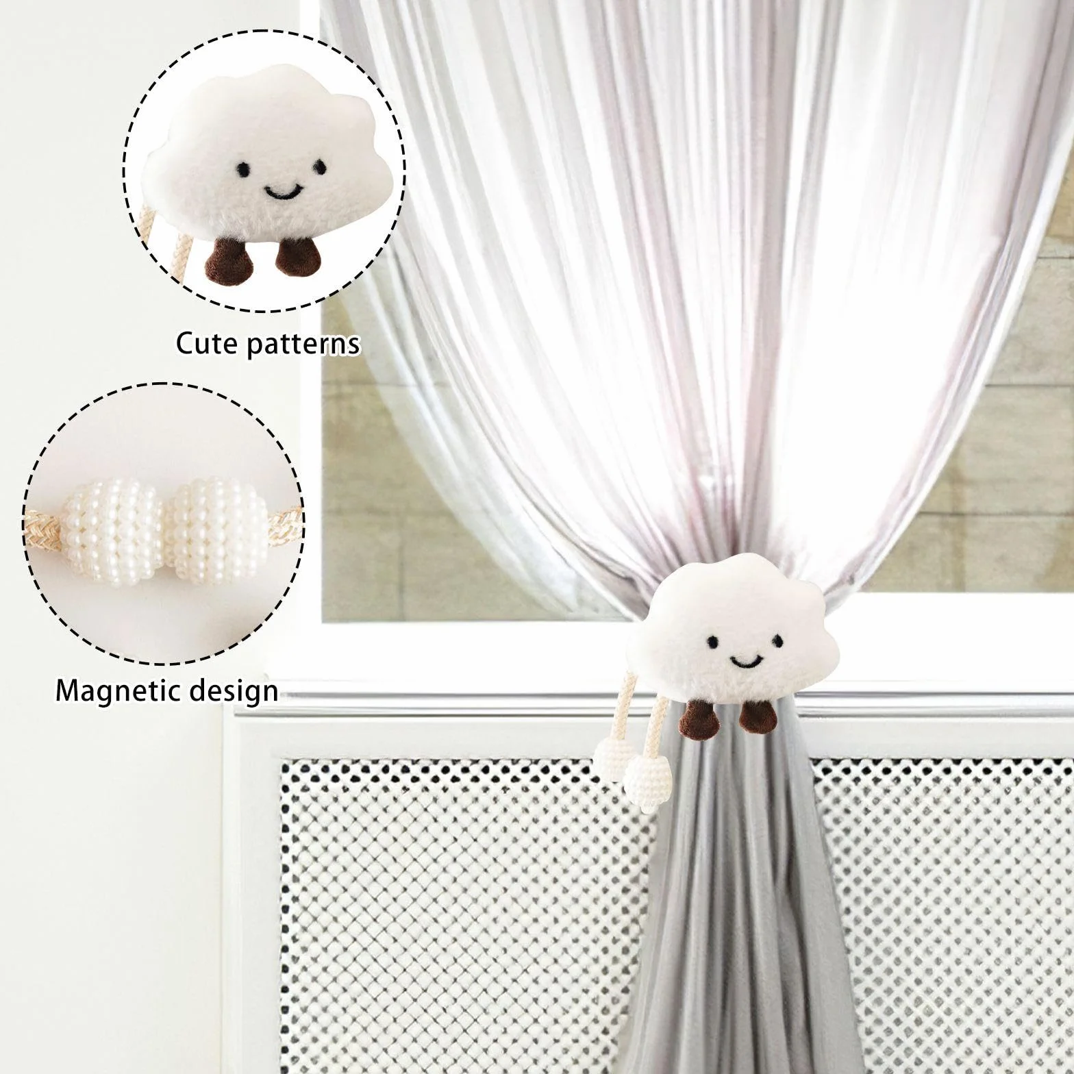 Cinghie per Tende da Nuvola, 2 Pezzi, Decorazione Camera Bambini, Cartone Animato, Accessori