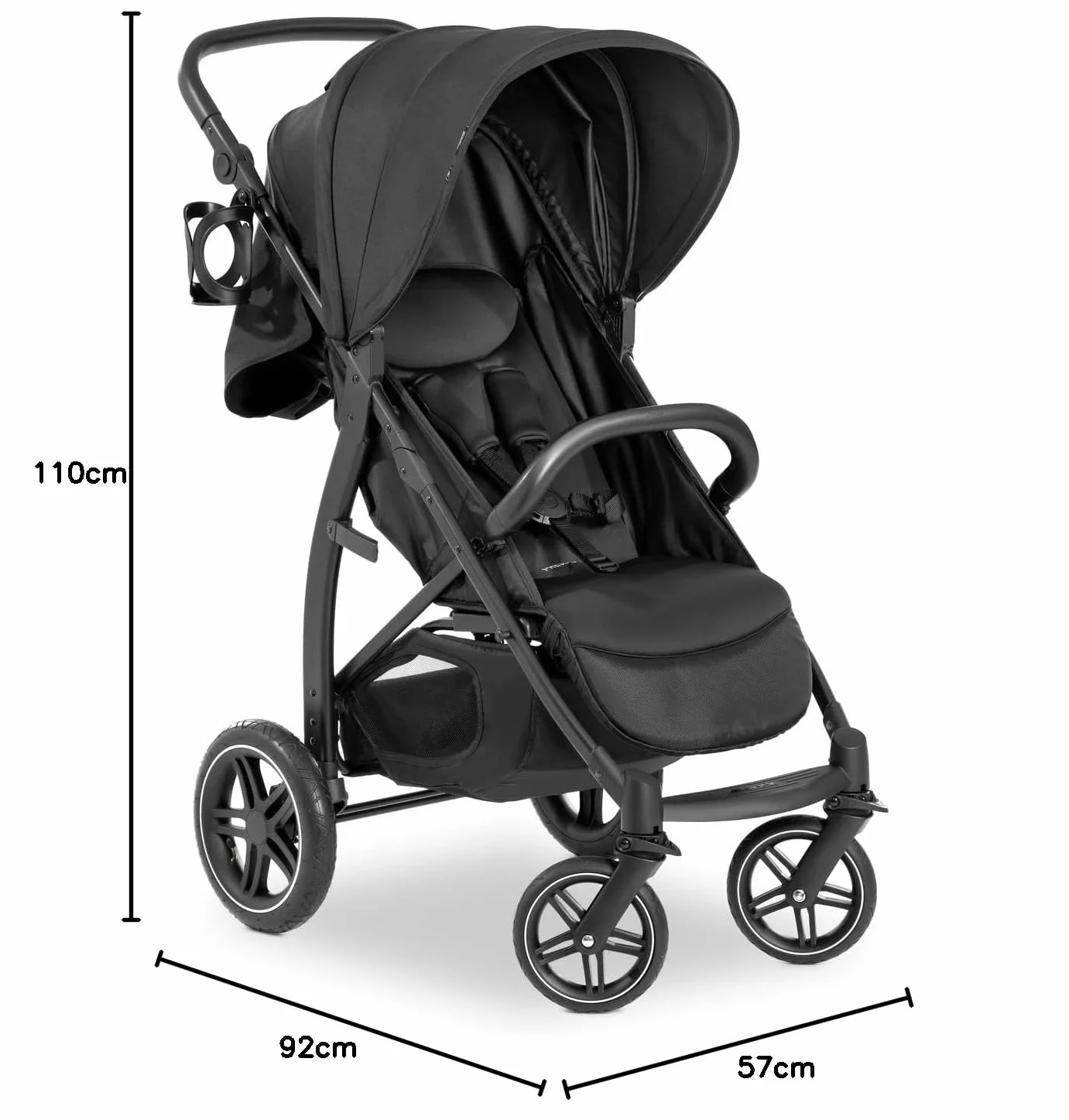 Hauck Rapid 4D Air Nero Passeggino 0-22 kg Ruote Gonfiabili Davanti Gomma Dietro Schienale Regolabile UPF 50+