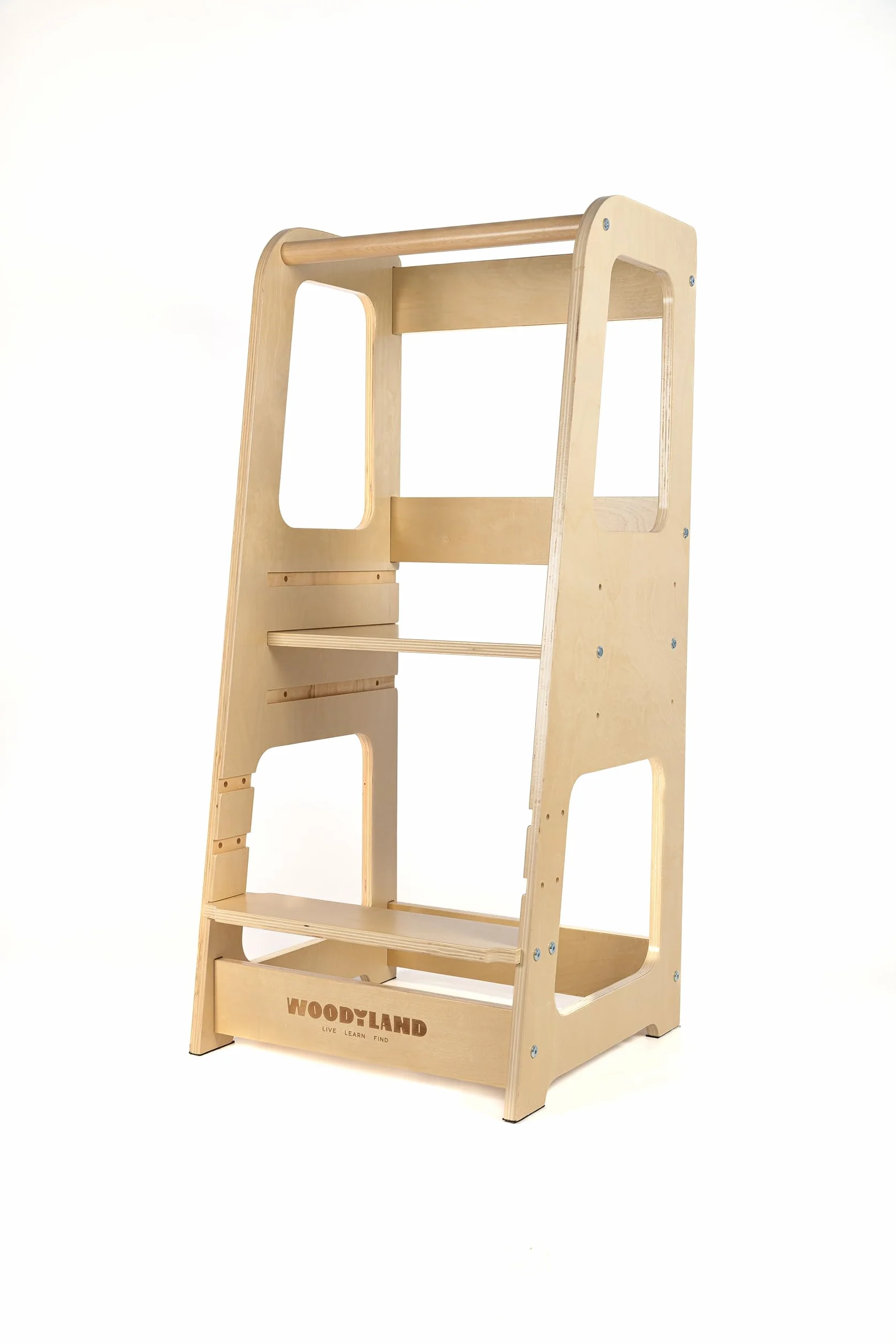 WOODYLAND Torre montessoriana Live, Scala bambini regolabile in altezza, Legno vero 40x39,5x90 cm