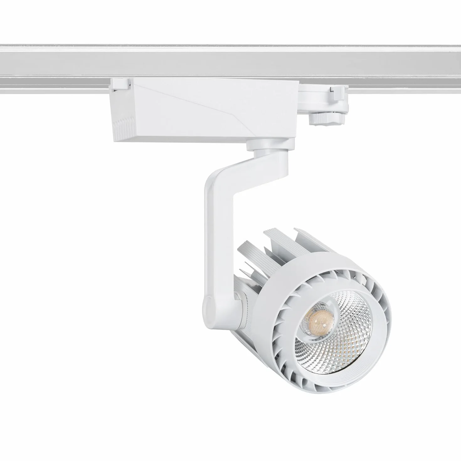 LEDKIA LIGHTING - Faretto LED Binario Trifase 30W Dora | Tecnologia COB | Angolo Luce 36º | Applicazione Showroom e Negozi, Bianco Caldo 2700K, Policarbonato