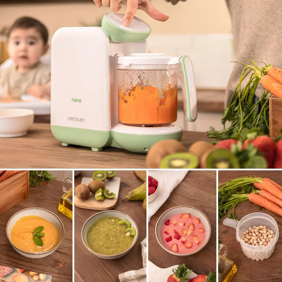 Cecotec Robot da Cucina per Bambini Nana BabyCare FoodProcessor, Frulla, Sterilizza, Riscalda Biberon, senza BPA