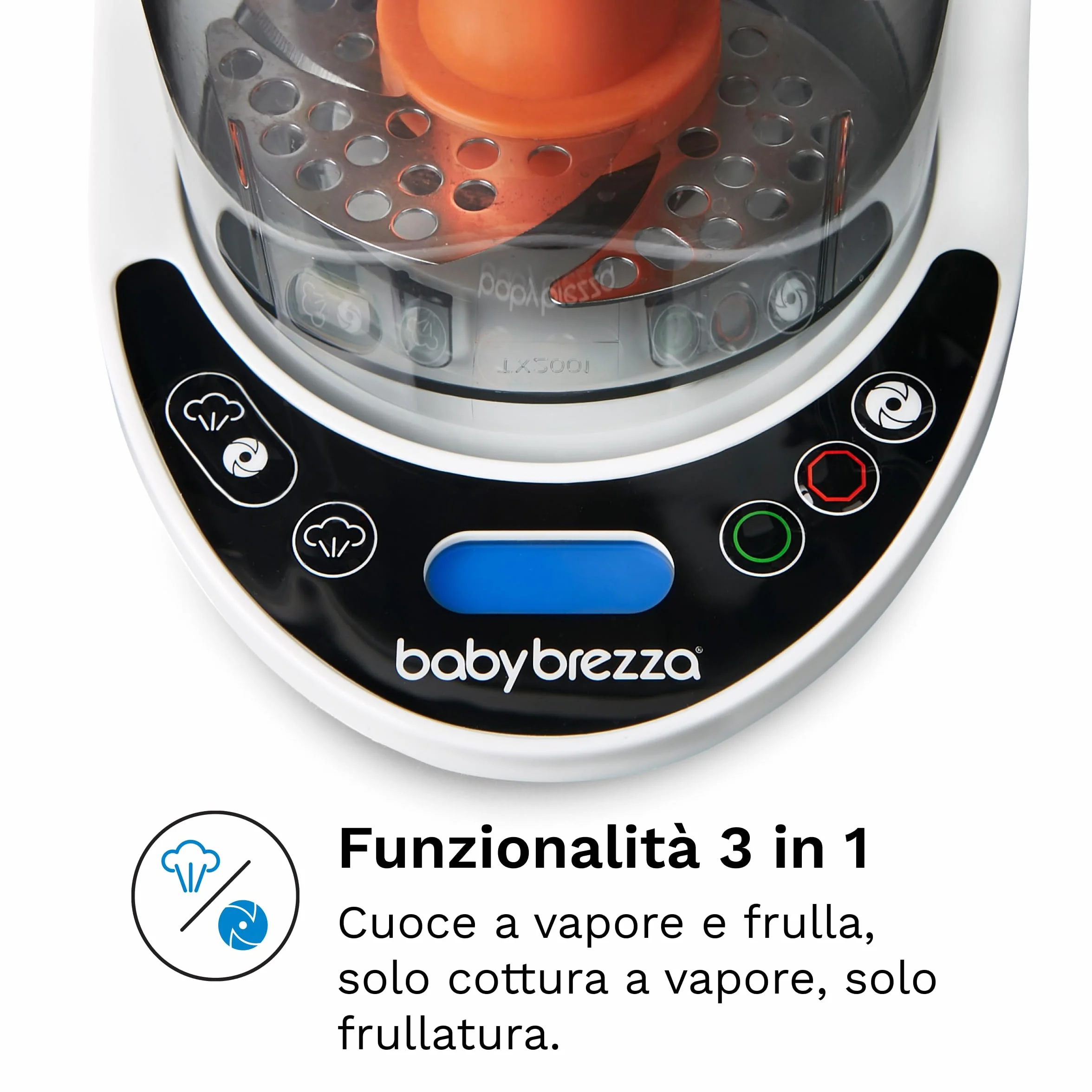 Baby Brezza Food Maker Deluxe Bianco Cuocipappa Omogeneizzatore Neonati Vapore Frullatore Pappe Spegnimento Automatico Lavabili Lavastoviglie 3 Sacchetti