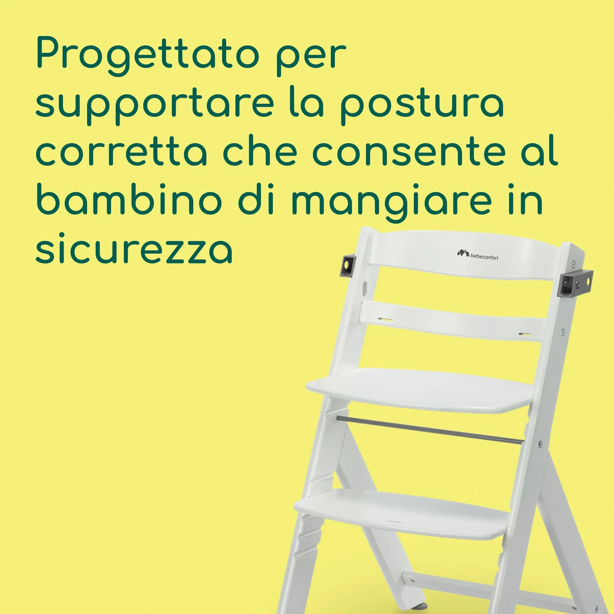 Bebeconfort Timba 2 Seggiolone Pappa Evolutivo in Legno, 6+ Mesi, 110 kg, Bianco