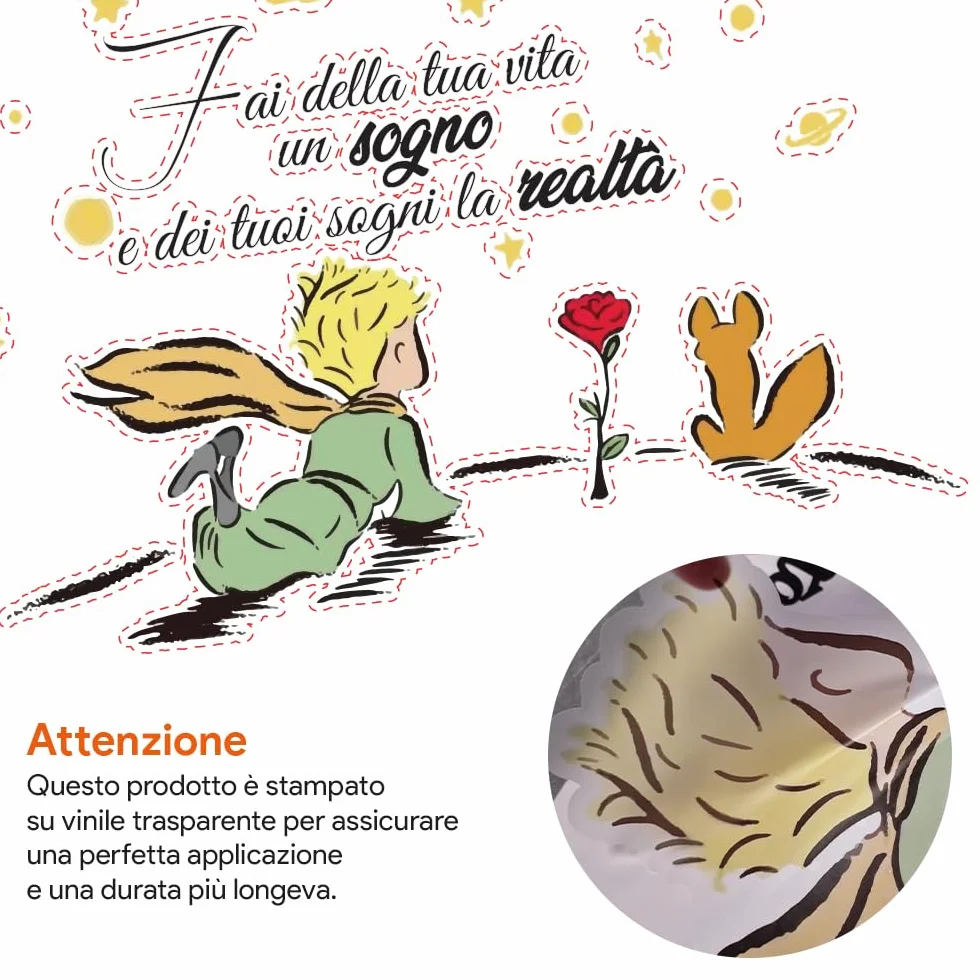 Adesivo Murale Piccolo Principe Fai della tua vita un sogno e dei tuoi sogni la realtà Adesivi Murali Da Parete Camera Da Letto Cucina Soggiorno