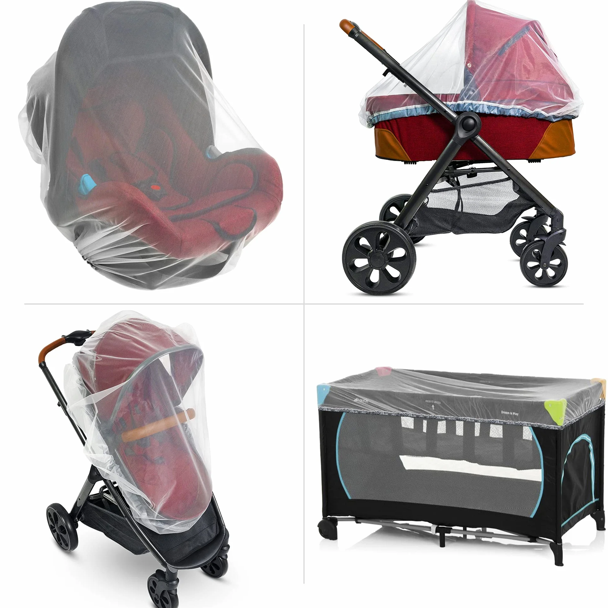 Baby Zanzariera per Passeggino Marsupio Culla – Cordoncino Elastico Protezione Aderente – Baldacchino Scudo 1000 Maglie