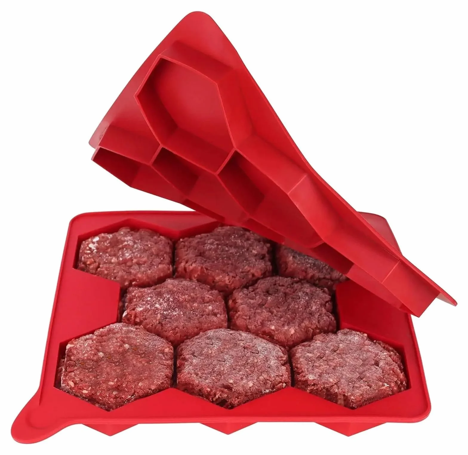 8 In1 Hamburger Patty Maker Silicone Burger Press Freezer Container