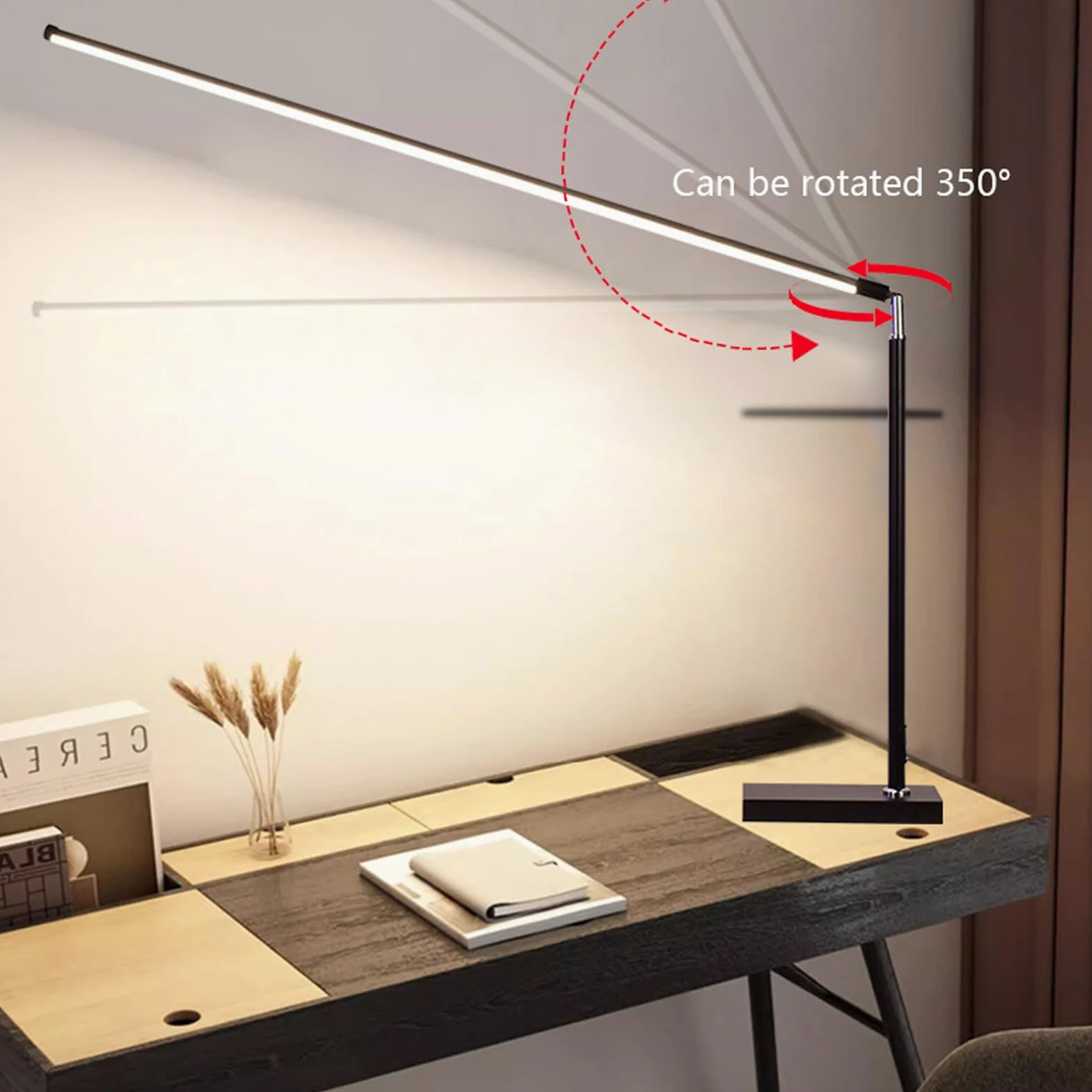 LEDs Luce da Lettura Lampada da Scrivania Luce Lettura Libro Notturna 3 Modalità di Temperatura Colorei Dimmerabile Senza Livelli,Braccio Luminoso Rotante a 350 Gradi per Lettura/Lavoro/Viaggi