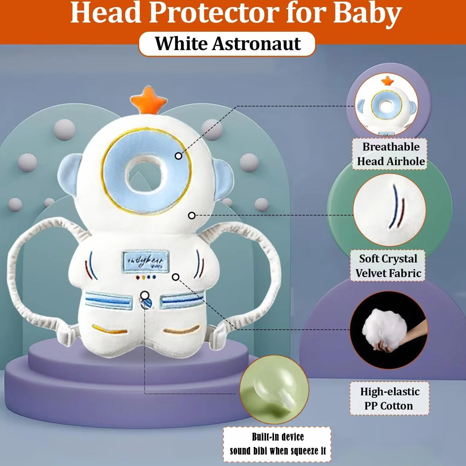 Protezione Testa Neonato Cuscino Anticaduta Bambino Regolabile Zaino Salva Testa Caschetto Primi Passi Astronauta