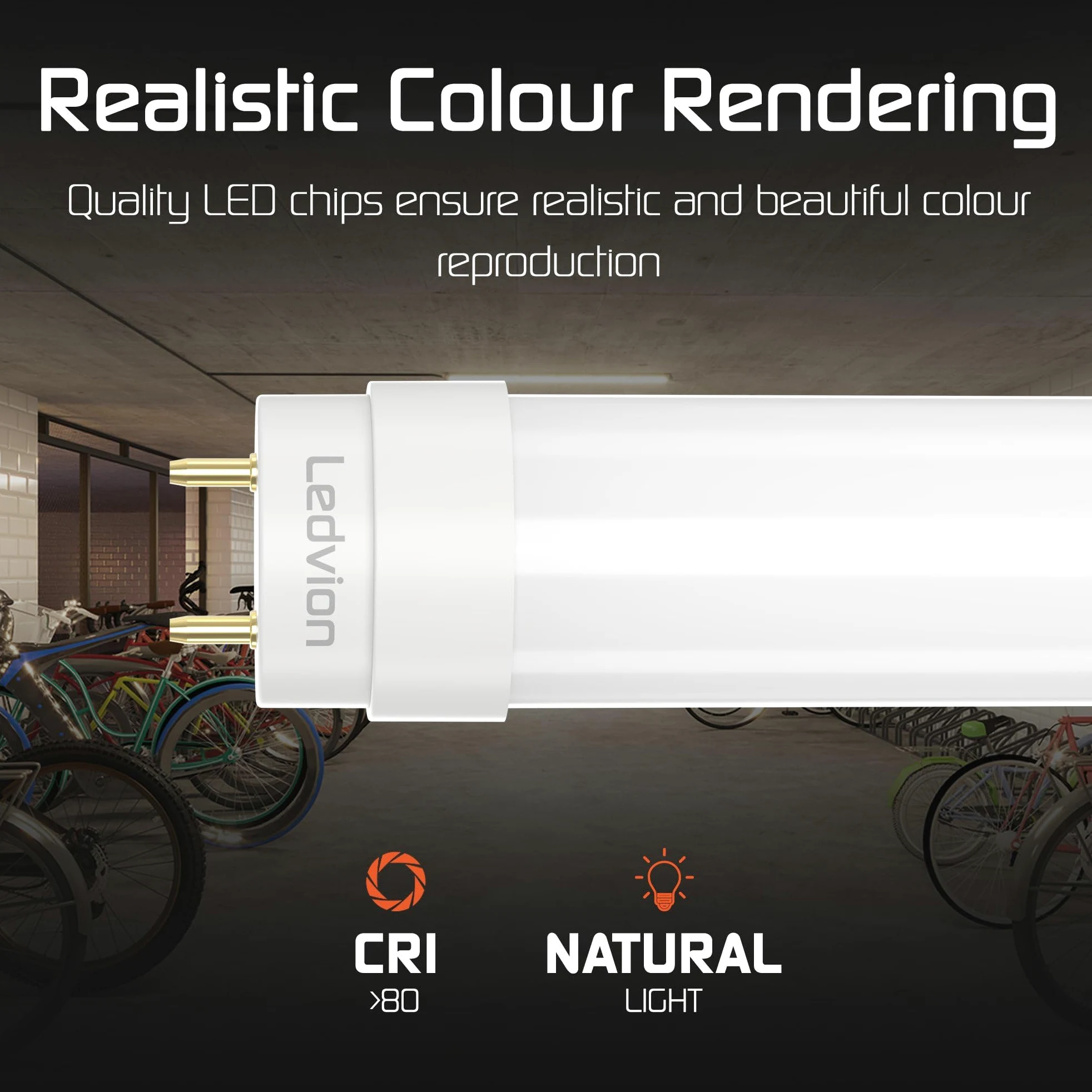 Ledvion - 10X Tubo LED TL 120CM Incl. Starter LED, 18W, 4000K, 100lm/W, 30.000 ore di durata