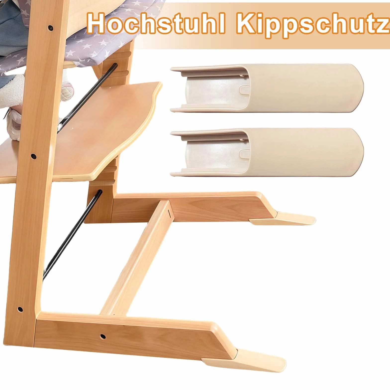 Stokke Tripp Trapp Protezione Antiribaltamento 2 Pezzi Set Pattini Estesi Accessorio Prolungamento Base Coprigamba Colore Legno