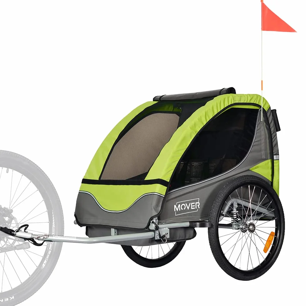 PAPILIOSHOP MOVER Rimorchio Bici Bambini Passeggino 2 posti cintura sicurezza 5 punti anti ribaltamento