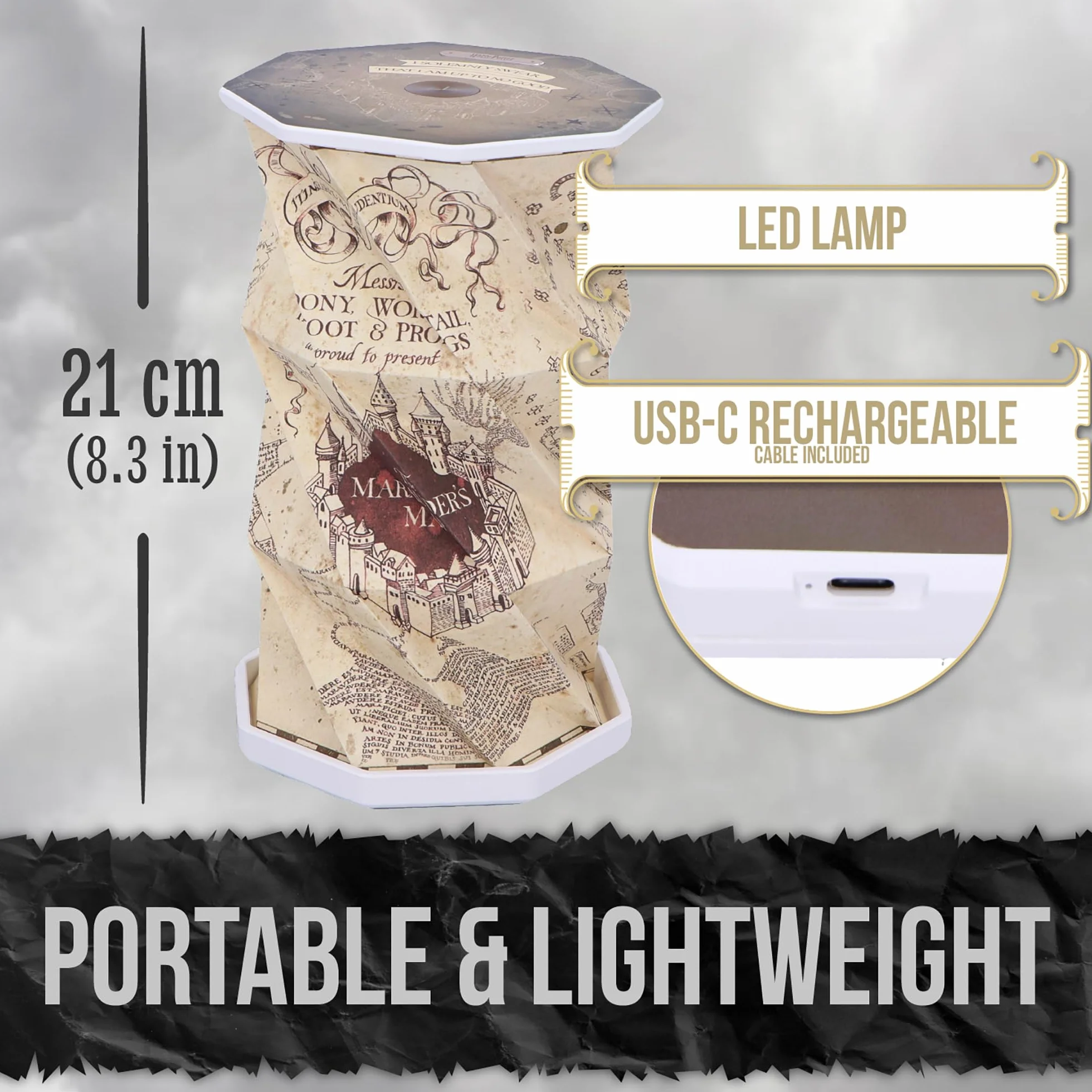 Nemesis Now Lampada a LED pieghevole da 21 cm, con funzione touch, ricaricabile USB-C, prodotto unico per i fan, regali e decorazioni per collezionisti, Harry Potter