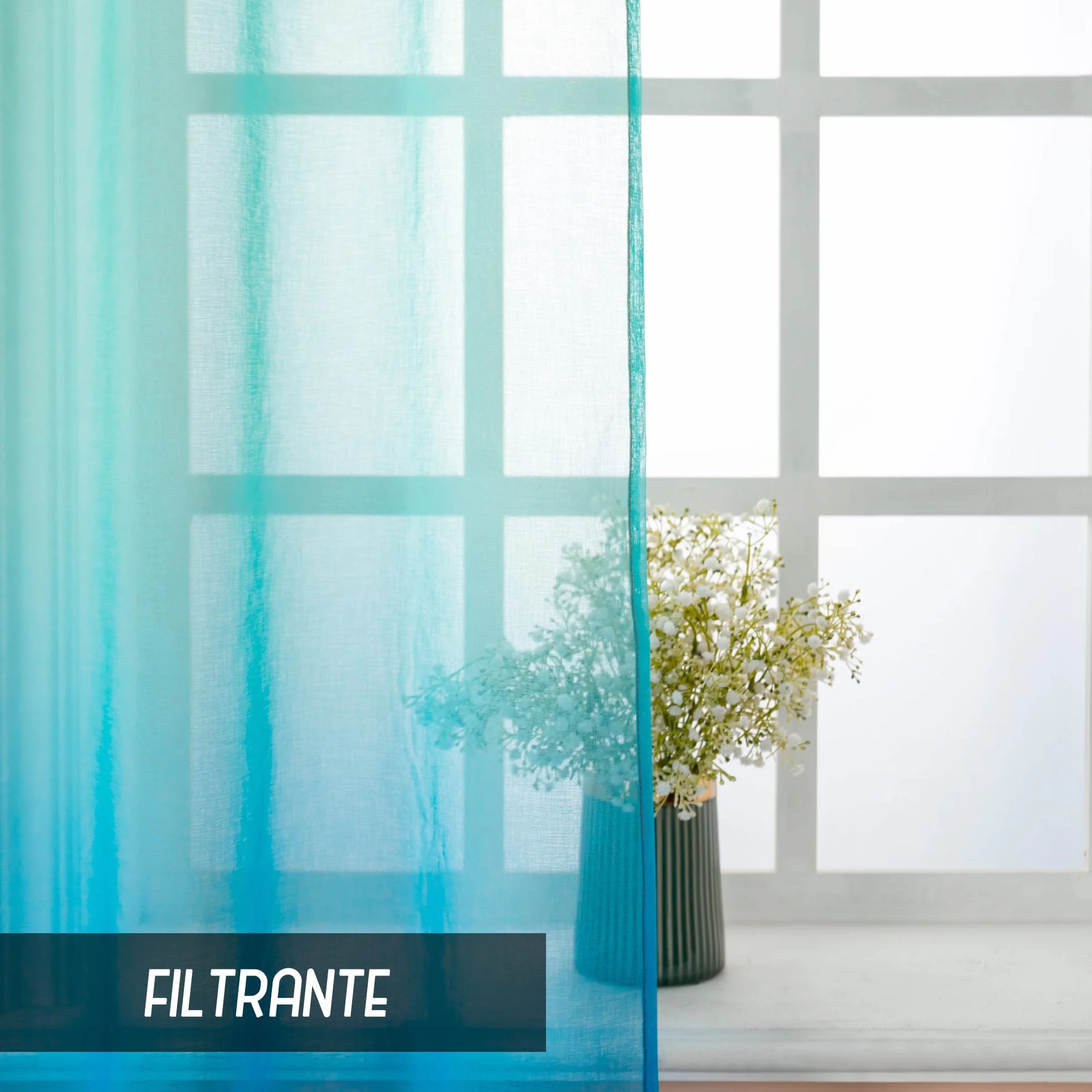 GIRASOLE HOME Tende Voile Semi Trasparenti Arcobaleno 2 Pannelli 140x275cm