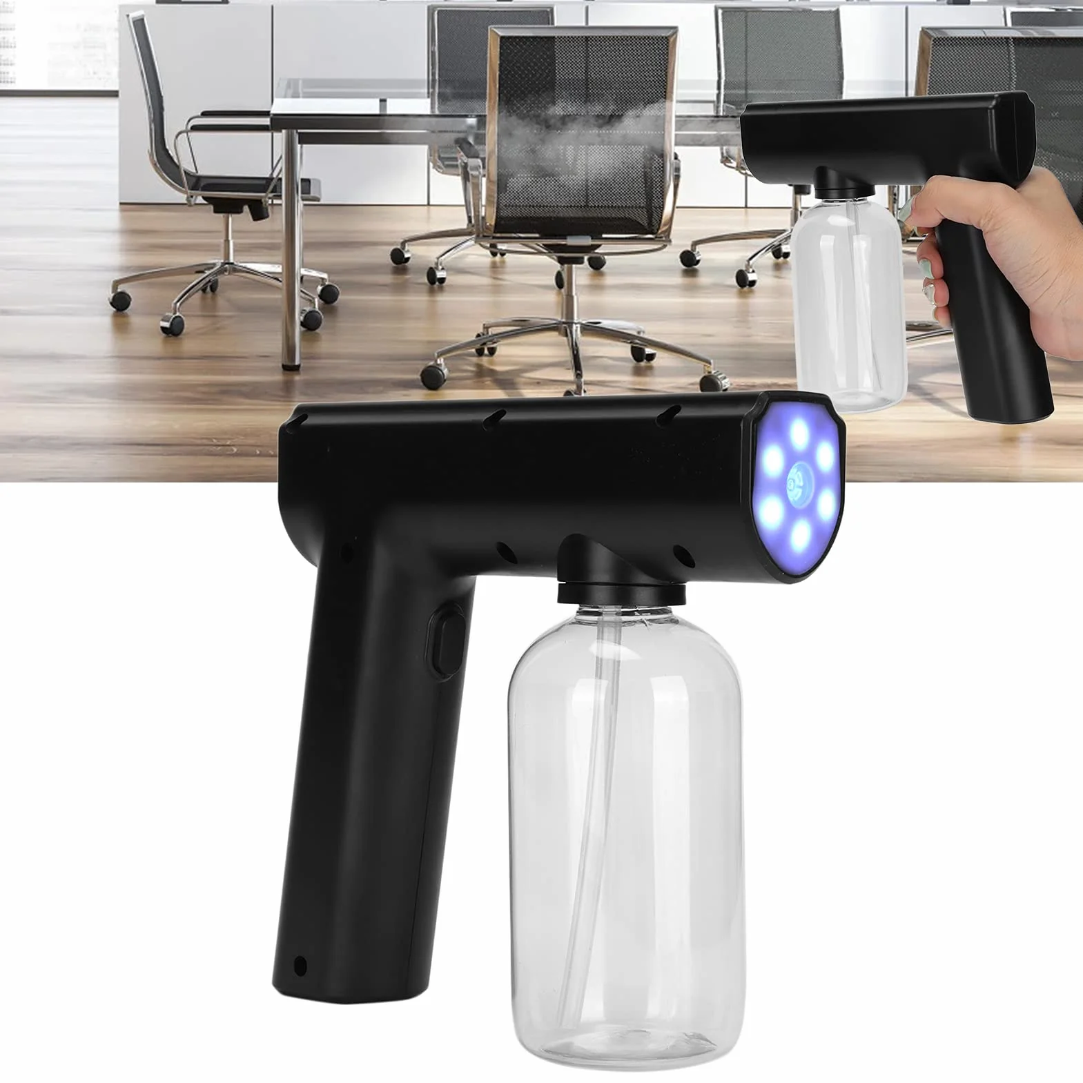 Pistola per Nebulizzazione Nanometrica Portatile Spruzzatore Wireless Elettrico Multifunzionale Nero