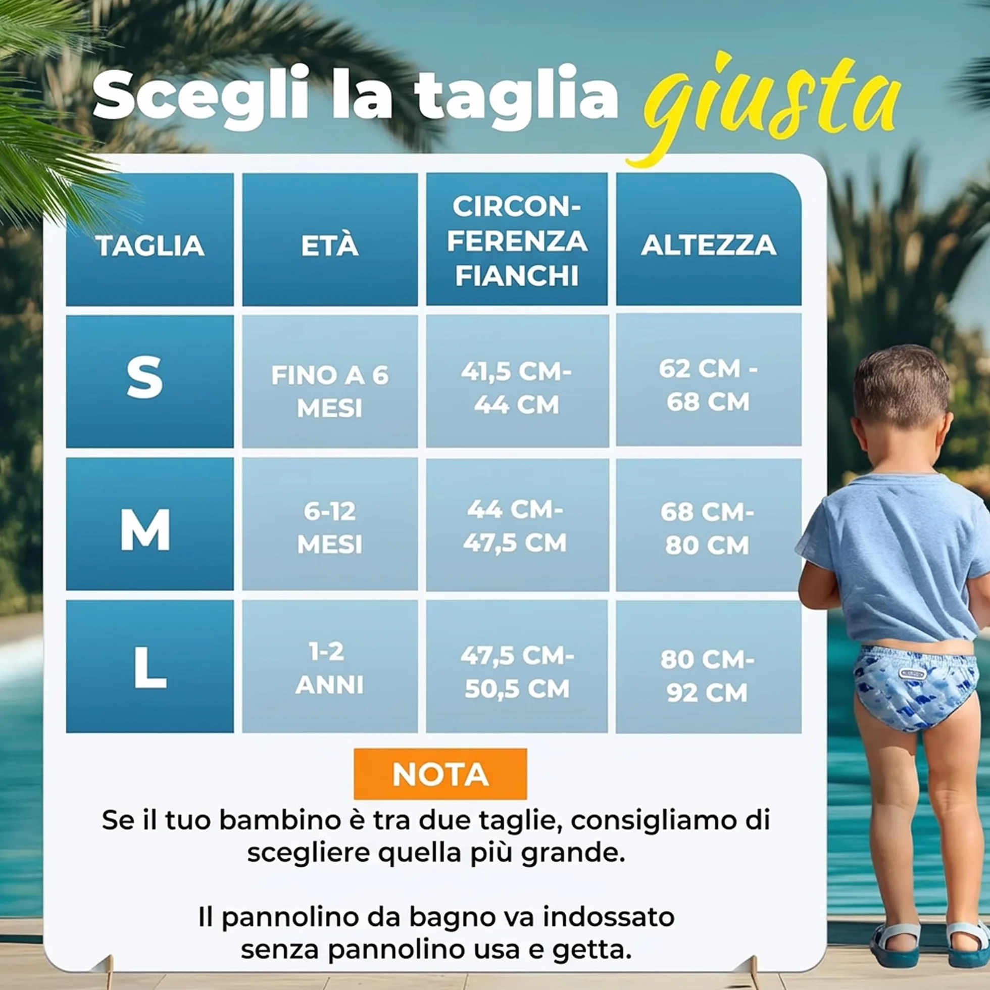 KIDVERSE Pannolini da nuoto riutilizzabili per neonati 1-2 anni con borsa