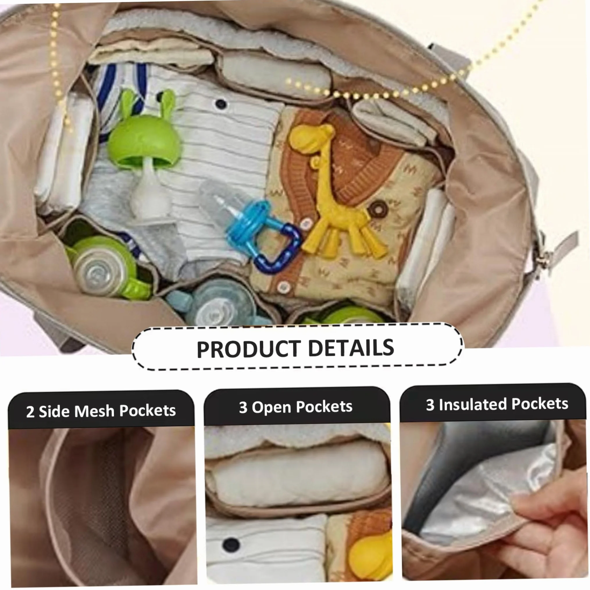 Borsa per pannolini con custodia rimovibile, tracolla regolabile, per viaggio