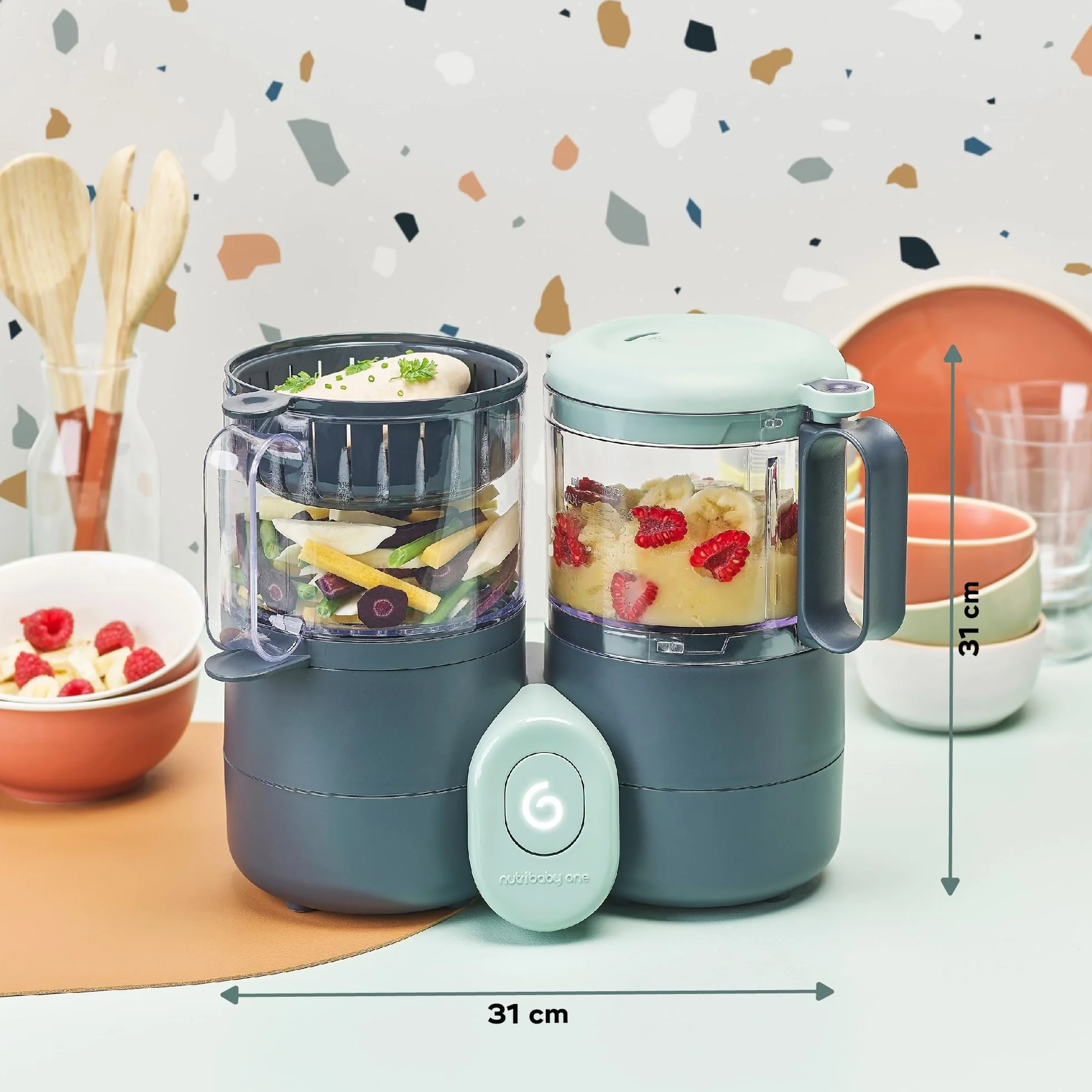 Babymoov Nutribaby One 4 in 1 Baby Food Maker, frullatore e vaporizzatore per alimenti per bambini