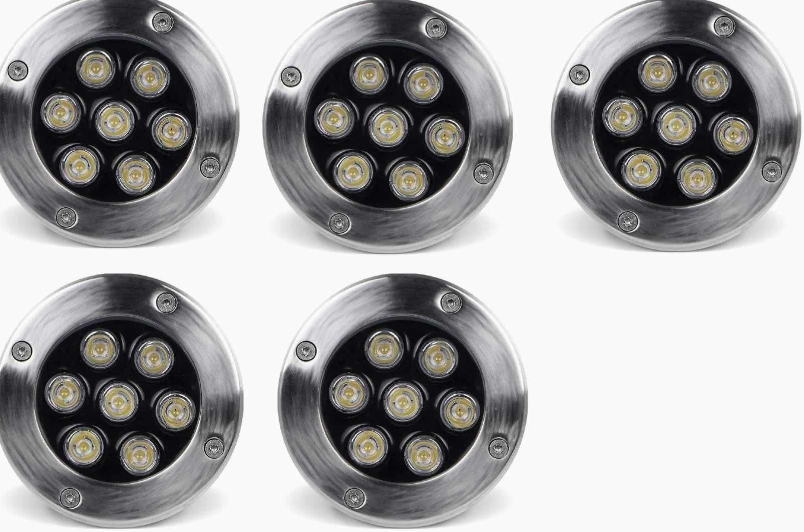 5 pezzi Faretto a led segnapasso calpestabile da esterno viali sentieri giardino pavimento IP65 da incasso a terra luce fredda 6500k - 220V (7 watt (12 x 9 cm))