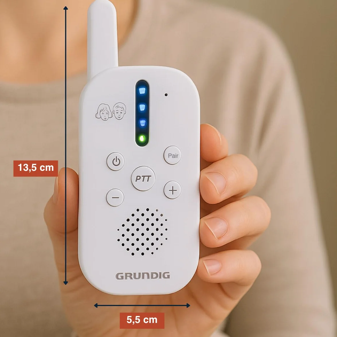 Grundig Baby Monitor Audio DECT Komunikacja Bidirekcyjna LED Dźwięku Baterie Biały