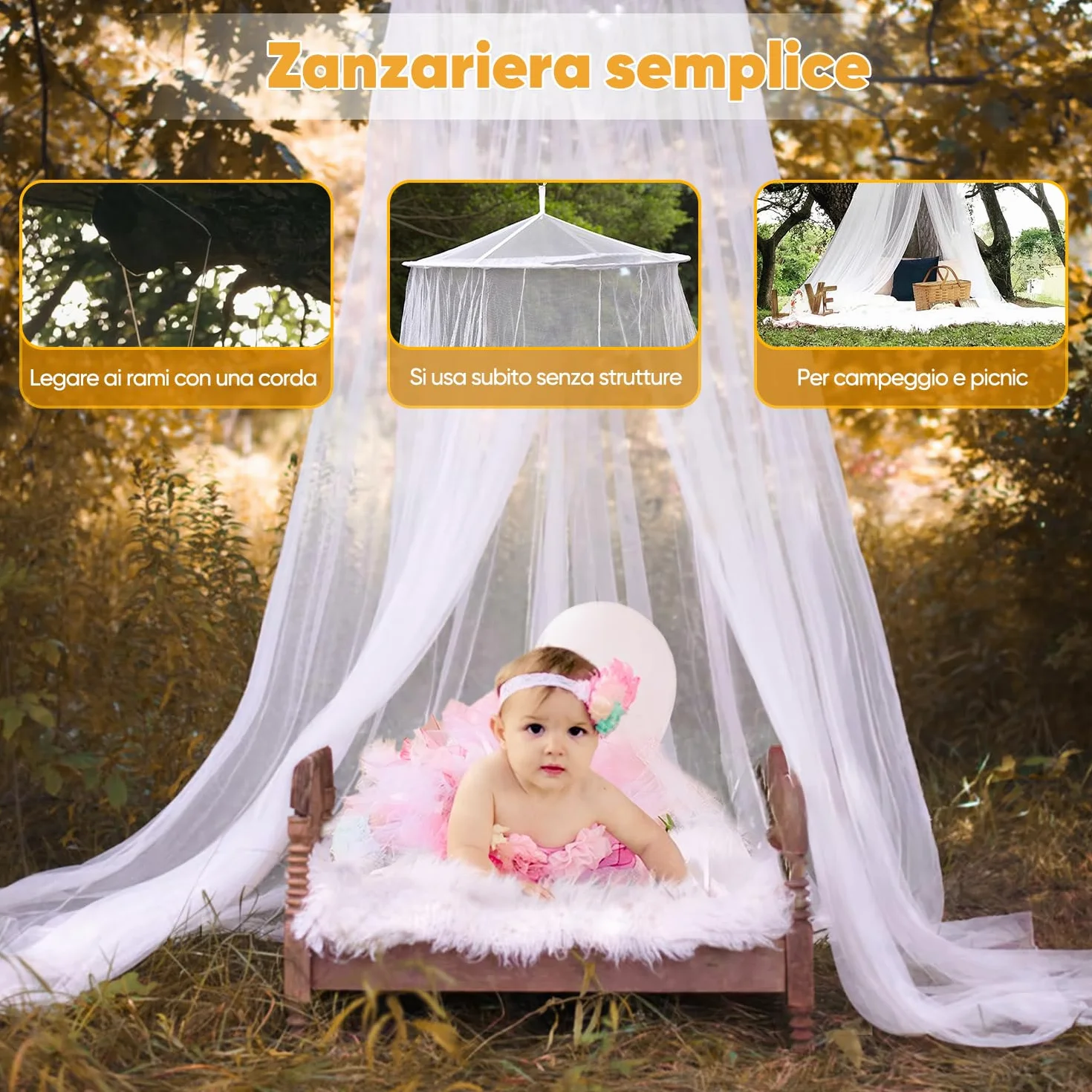 Sekey XXL Moustiquaire pour Lits Simples à Doubles, Protection Anti-Insectes, 60x250x1200cm, Blanc